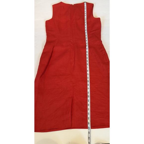 Talbots Dress Sz 8 Dark Coral 100% Irish Linen Sleeveless Closet Staple Spring - Picture 12 of 14